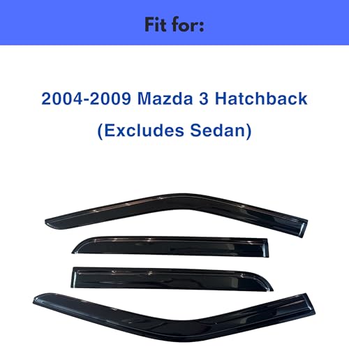 Image of IG Window Visors Fit for 2004-2009 Mazda 3 Hatchback, Out-Channel Rain Guards Vent Wind Deflectors 4PC, Car Accessories for 04-09 Mazda 3 Hatchback (Excludes Sedan)