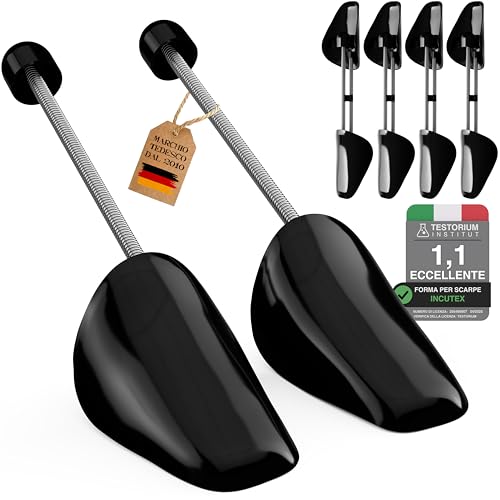 Incutex 4 Paia di Tendiscarpe taglia variabile 38-44, Forma Scarpe in Plastica da Uomo e da Donna, Allargascarpe, Alberi di Scarpe per Scarpe da Ginnastica, Ballerine, Mocassini, Nero