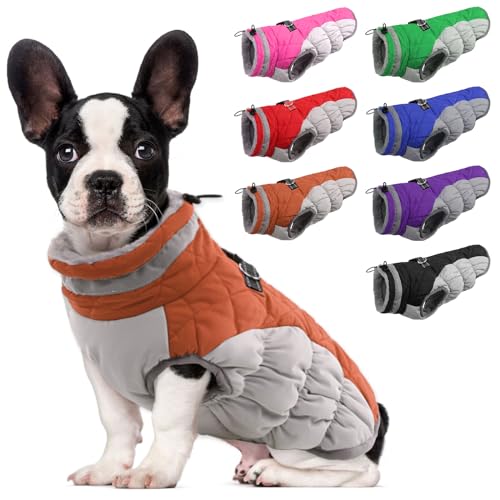 Lelepet Warm Dog Winter Coat Cold Weather Jacket Windproof Reflective Turtleneck Vest with Plush Neckline D-Ring for Leash Thick Fleece Lining Jacket Pet Apparel for Small Medium Large Dogs(