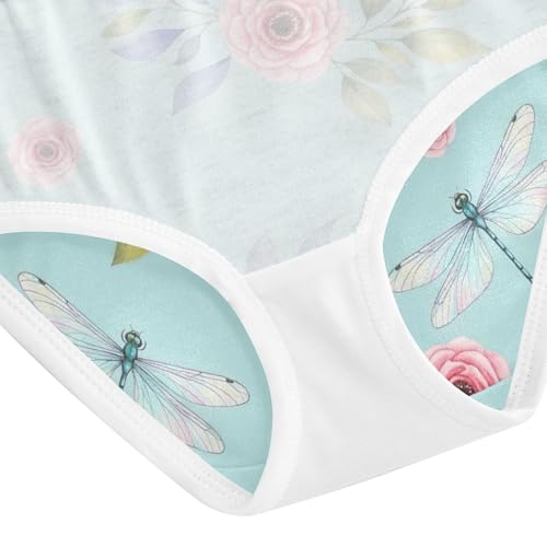 Toddler Panties, Dragonflies Flowers Cotton Underwear Girls, 2T–8 Years4