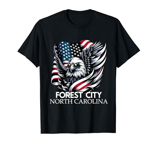 Forest City North Carolina 4th Of July USA American Flag Maglietta