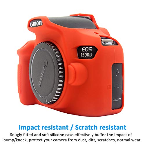 Easy Hood Case For Canon Eos Rebel T6 T7, Anti-Scratch Soft Silicone Protective Cover Protector Skin For Canon Eos 1500D Rebel T7 / Eos 1300D Rebel T6 Dslr Camera (Red) #TOP2
