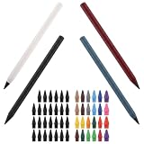 SHYSBV 52er Set Metall tintenloser Bleistift, ewiger Bleistift mit 4 Stück Infinity Pencil + 48 Wechselköpfen – Dauerbleistift ohne Anspitzen, Glattes Schreiben für Kinder & Erwachsene, Radierbar