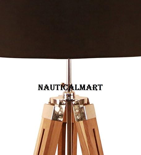 NauticalMart Black Cotton Floor Tripod Lamp with Chrome Finish Stand