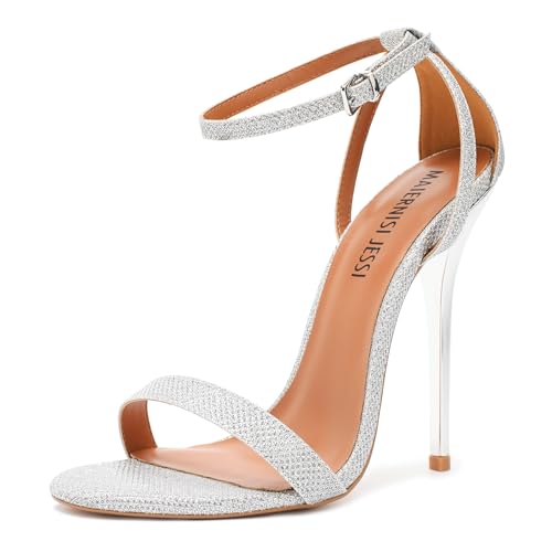 Image of MAIERNISI JESSI Unisex Men's Women's Stiletto Sandals with Ankle Strap, Open Toe High Heel, 5.1 Inch Heel
