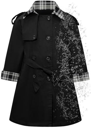 Image of Betusline Womens & Girls Waterproof Trench Coat Double Breasted Lapel Overcoat Outerwear, 3 Years - Women 2XL