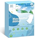 Tekbee Waschmittel Blätter – Umweltfreundlich & Plastikfrei – Kompakt & Reisegeeignet – Für Kalt- und Heißwäsche, Bekämpft hartnäckige Flecken & Gerüche (80 Waschgänge Frischer Leinen)