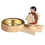 Volkskunstwerkstatt Unger Teelichthalter Sternschnuppe Engel - Echt Erzgebirge® (Kleeblatt - Alles Gute)
