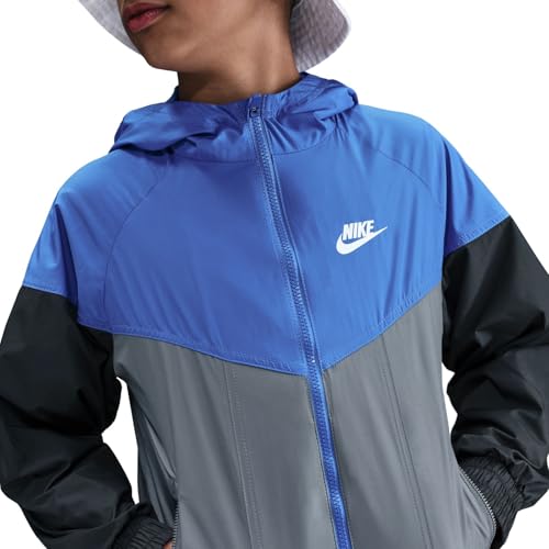 Nike Kids Sportswear Windrunner Hooded Repel Jacket (Big Kid) Comet Blue/Smoke Grey/Anthracite Large - image 3