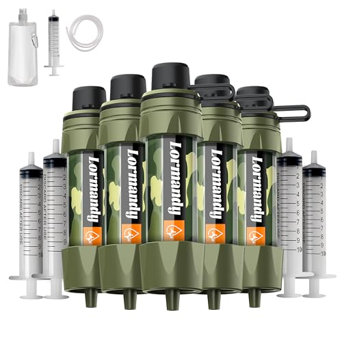 Straw Water Filter 5 Pack – Outdoor Camping & Hiking Survival Gear Kit for Family Use, Ultra-Light Personal Filter Straws for Backpacking, Travel, Bug-Out Bags and Emergency Preparedness