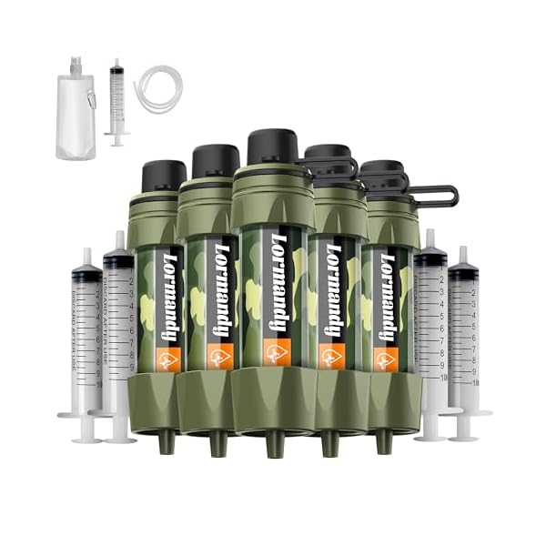 Straw Water Filter 5 Pack – Outdoor Camping & Hiking Survival Gear Kit for Family Use, Ultra-Light Personal Filter Straws for Backpacking, Travel, Bug-Out Bags and Emergency Preparedness