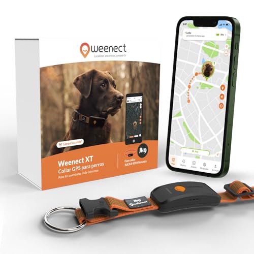 Weenect Dog XT - Nuevo Collar GPS para Perros | Antena XL | Impermeable | Collar Naranja Ultra-Resistente Integrado Julius-K9 | Garantía de por Vida | Suscripción requerida