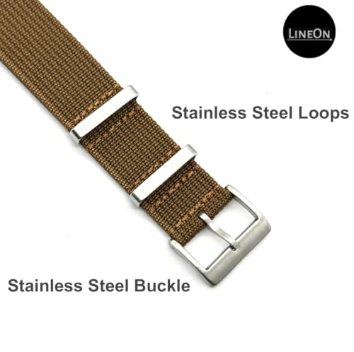 Image of Lineon 20mm & 22mm Stainless Steel 304 Buckle & loop Nylon Vintage Style NATO Watch Strap ONE WAY NATO Nylon STRAP Imported Quality With Pins and Pin Remover Tool (Include)