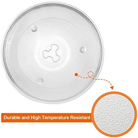 JMIATRY Microwave Turntable Glass Plate, 270mm Microwave Plate Replacement with 6 Fixers, Microwave Glass Plate with Turntable Ring and Support