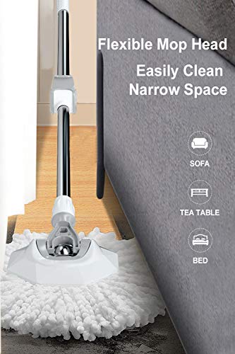 Boomjoy Spin Mop And Bucket With Wringer Set, Easy Wring Mop For Floor Cleaning With 4 Microfiber Replacement Mop Head, Adjustable Stainless Steel Handle #TOP5