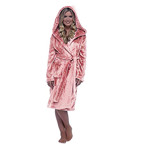 Abrigo de invierno para mujer, bata de baño de felpa alargada, ropa para el hogar, bata de manga larga con capucha, suave y cálida, bata de rizo de algodón absorbente, pijama para ducha, baño, spa,