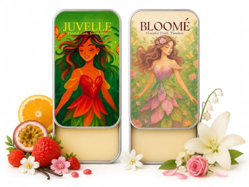 Image of Solid Perfume for Women Duo - Juvelle & Bloome (10g x 2, 20g) | Alcohol-Free Long-Lasting Perfume Balm | Fruity & Floral Fragrance | Pocket Travel Solid Perfume Gift Set for Women