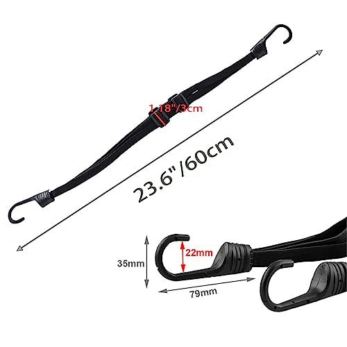 2 Pack 23.6\" Motorcycle Helmet Rope Luggage Elastic Rope, Luggage Helmet Retractable Mesh Elastic Rope Strap with 2 Hooks, Motorcycle Bungee Cord for Helmet Luggage