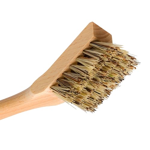 Image of Redecker Dish Brush, Union Fiber, Curved with Scraping Edge - Heavy Duty Wooden Scrub Brush, Made in Germany