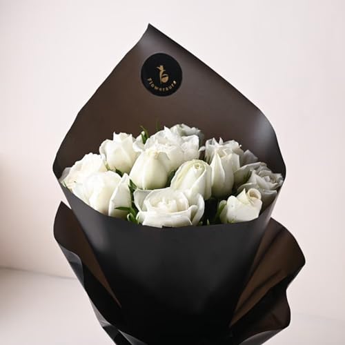 FlowerAura Fresh Flower Bouquet Gift 10 Roses With Black Chinese Paper Valentine's Day Gift's For Girlfriend, Boyfriend, Husband & Wife, Anniversary, Birthday, (Same Day Delivery) (Set 10,) 2 41X9UtgJdDL