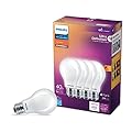 Philips LED Flicker-Free Frosted Dimmable A19 Light Bulb - EyeComfort Technology - 450 Lumen - Soft White (2700K) - 5W=40W - E26 Base - Title 20 Certified - Ultra Definition - Indoor - 4-Pack