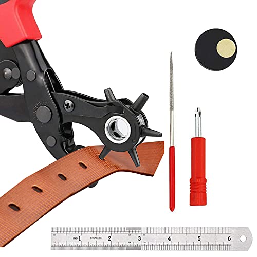 Leather Belt Hole Puncher Set 6 Round Holes Punch Plier for Belt,Watch Band,Dog Collars 5 pcs DIY Craft Hole Puncher