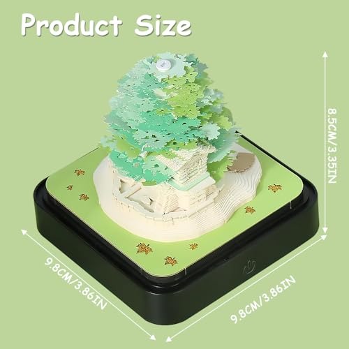 KBIBCK 3D Kalender, 2026 Schreibtischkalender mit Lichtern, 3D Notizblock 2026, Tischkalender-Notizblock, 3D Kalender Abreißen 2026, 3D Memo Pad Papier Kunst Baum DIY Kreatives Desktop Ornament (Grün)