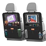 Smart eLf Backseat Car Organizer with iPad Holder + 6 Storage Pockets, Back Seat Protectors Kick Mats for Child Baby Kids, Premium Fabric with Sag Proof, Waterproof, Stain Resistant and Easy Clean