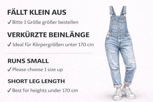 Nina Carter Damen Latzhose Jeans Boyfriend Denim Overall Jumpsuit Used-Look Sommeroverall (DE/NL/SE/PL, Alphanumerisch, L, Regular, Regular, Hellblau (S535))