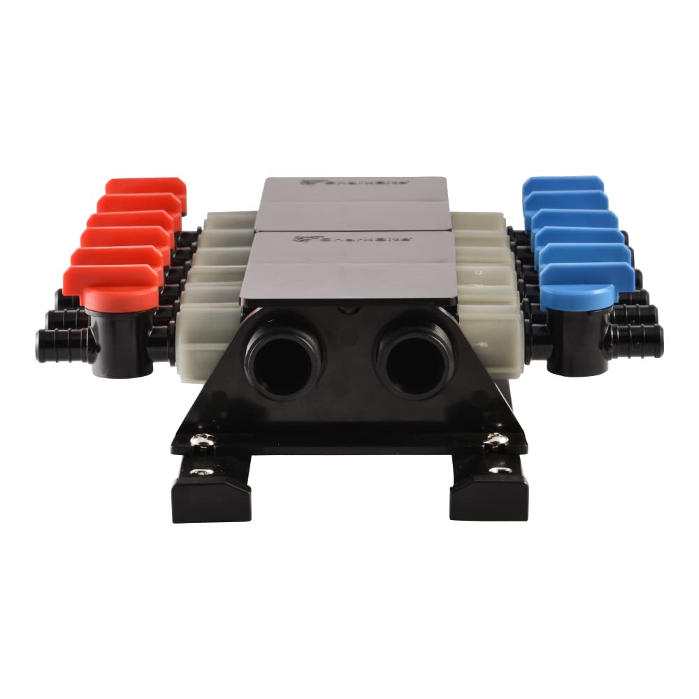 SharkBite Colector de 12 puertos, entrada MNPT de 3/4 pulgadas x salidas de válvula de bola de crimpado de polietileno de 1/2 pulgada, tubo PEX, PE-RT, PM012UP