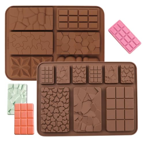THXFUNAREA 2 Pezzi Stampo in Silicone per Cioccolato, Stampo per Cioccolato Dubai per Tavoletta di Cioccolato, Cioccolato al Pistacchio, Dolci, Cubetti di Ghiaccio e Barrette di Cioccolato al Latte