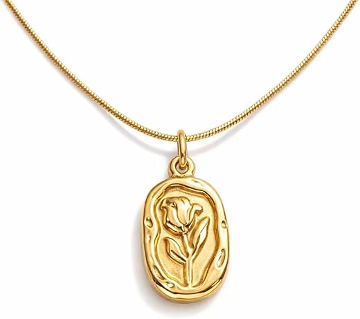 MEENAZ Gold Plated Pendant Necklace for Woman | Anti Tarnish Stainless Steel Floral Locket Chain | Stylish Jewellery for W...