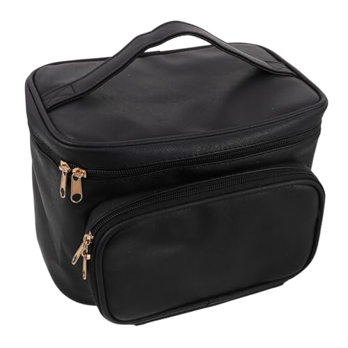 Trousse de toilette femme imperméable Homoyoyo en PU noir pour cosmétiques