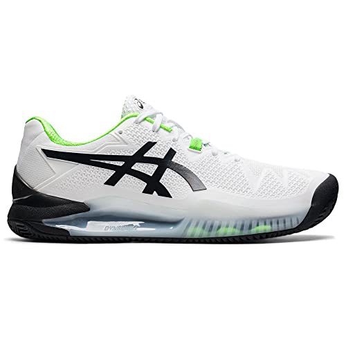 Asics 1041A076-105 Gel-Resolution 8 Clay Uomo, White/Green Gecko EU 43.5