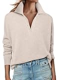 ANRABESS Womens Long Sleeve Polo Sweaters Knit Button Shirt Lightweight Dressy Casual Basic Pullover Tops 2025 Fall Fashion Almond Large