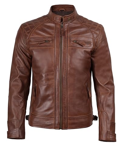 Image of Decrum Leather Jacket Men - Cafe Racer Style Real Lambskin Leather Jackets For Men