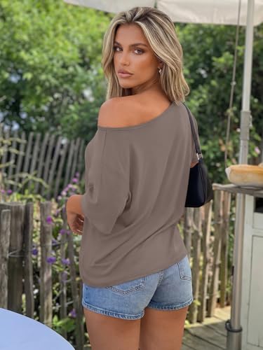 Image of Trendy Queen Womens Off the Shoulder Tops Oversized Summer Spring T-Shirts 2026