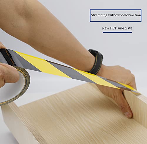 反射テープ、安全テープ 20mm x 40m危険警告テープ粘着マーキングバリアテープ、床マーキングテープ（黒と白）