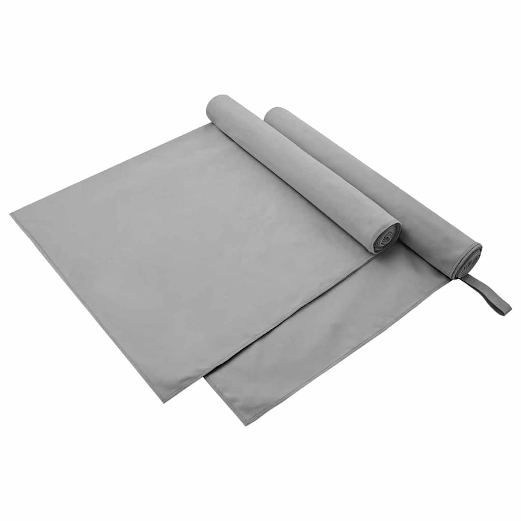 Asciugamani sportivi, 2 pezzi, grigio scuro, 90 x 180 cm, in microfibra, ad asciugatura rapida, assorbenti, morbidi, facili da pulire, per fitness, benessere, spiaggia, sauna, asciugamano da