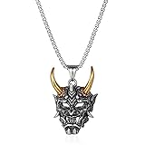 Collar De Demonio Diablo Máscara Cara con Cuernos Dije Satán Lucifer Hannya
