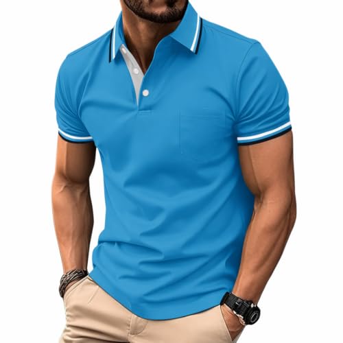 Image of ZITY Men Polo Shirts Short Sleeve with Pocket Golf Polo Wicking Shirts for Men Casual Collared T-Shirts