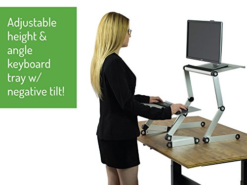 Workez Standing Desk Conversion Kit. Affordable Adjustable Height & Angle Sit To Stand Up Desktop Riser Converter With Negative Tilt Keyboard Tray #TOP4