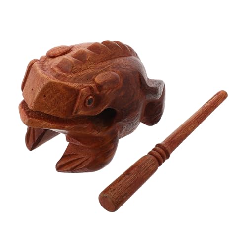 BESPORTBLE Frog Statute Miniature Frog Sculpture Wooden Musical Instrument Animal Toy Educational Sound Tool