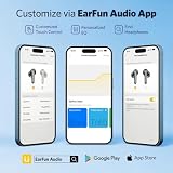 EarFun Air 2 bezprzewodowe słuchawki douszne Bluetooth, Hi-Res Audio, LDAC, 10 mm wełniany sterownik audio, EQ, 4 połączenia mikro HD, Bluetooth 5.3, Multipoint, akumulator 40 godzin, bezprzewodowe
