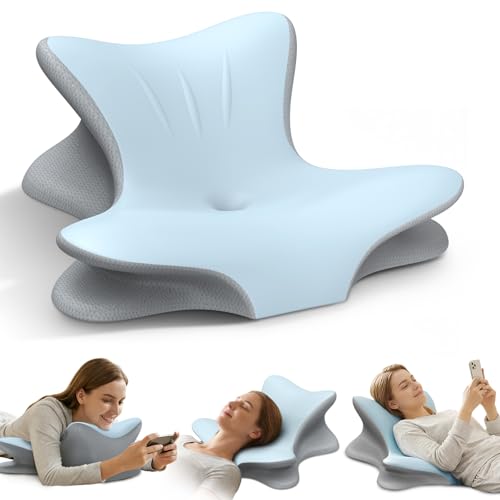 Cervical Neck Pillow for Pain Relief, Ergonomic Reading Pillow for Bed, Orthopedic Wedge Pillow Back Support Pillow, Contour Memory Foam Pillows for Sleeping, Couch Floor Use Lying, Leaning Reading