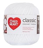 Red Heart Crochet Thread White 1 Pack of Crochet - Cotton - Size 10-1000 Yards - Knitting/Crochet