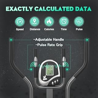 Neezee Vélo elliptique - pour la Maison d'appartement avec Smart LCD Monitor, siège, l'entraînement de Tout Le Corps, entraînement Fitness Noir 100x48x150CM