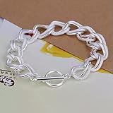 Bracelet ¨¤ Breloques en Argent 925 Massif avec Fermoir ¨¤ Ressort pour Femme - par d¨¦Faut