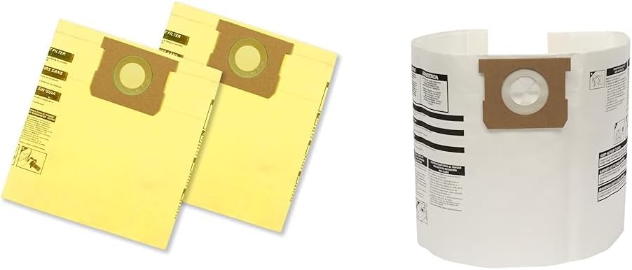 Shop-Vac 9067133, High-Efficiency Disposable Collection Filter Bags, Fits 5-8 Gallon Tanks, Yellow & 9066133, Disposable Filter Collection Bags, Fits 5-8 Gallon Tanks, (3 Pack)
