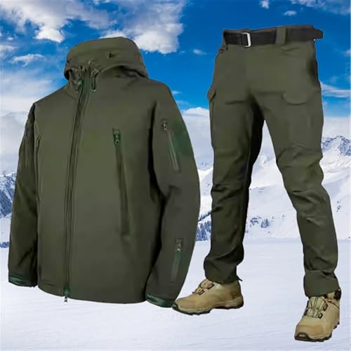 Ternos De Esqui Masculinos, Conjunto De 2 Peças De Terno De Esqui Com Capuz Quente À Prova De Vento